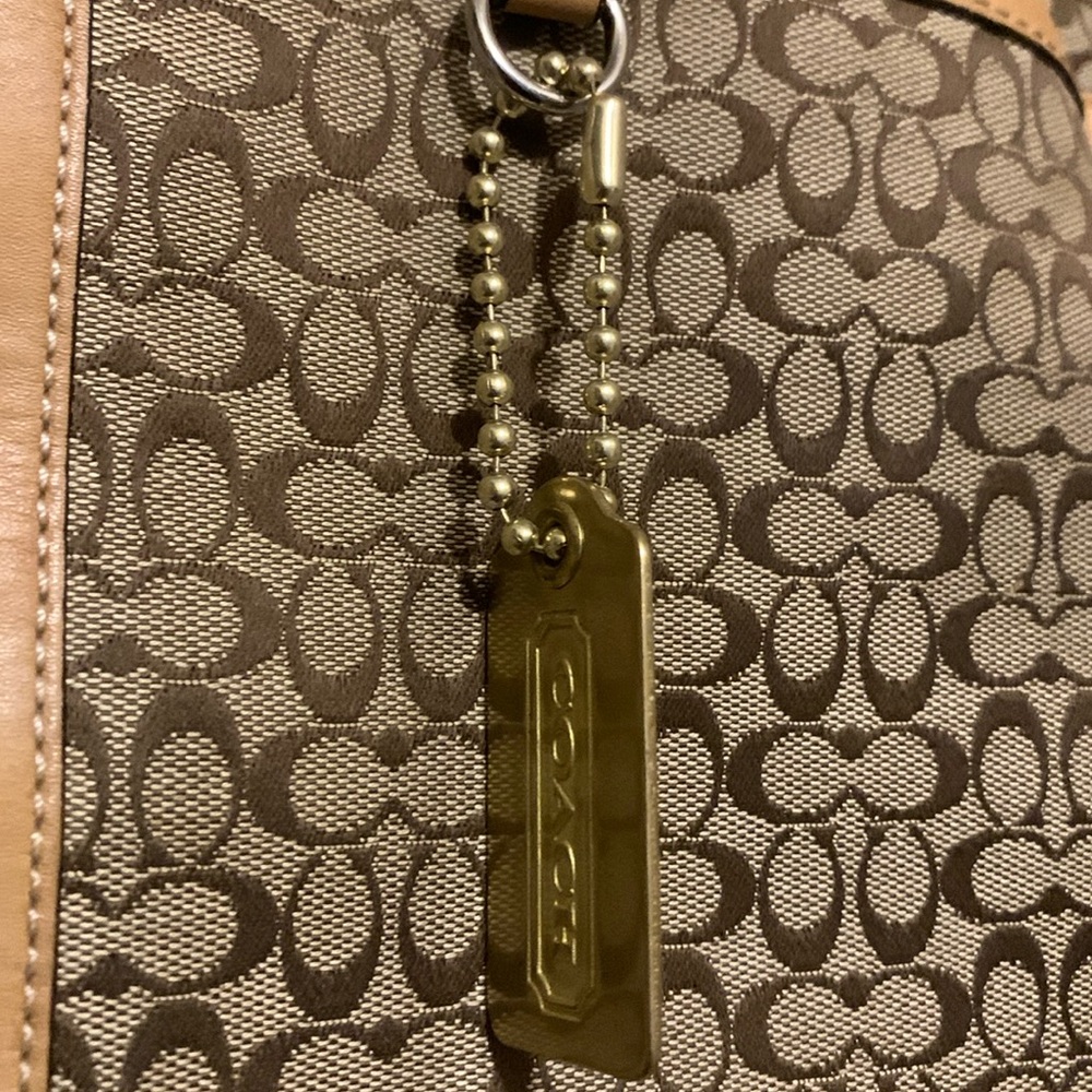 Coach Tan Double Strap Multi Pocket Tote Purse - Picture 3 of 15